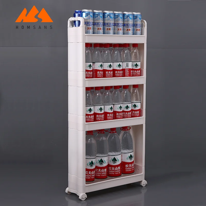 Kitchen Slim plastic rack shelving Storage Cart,Storage Racks with Wheels Rolling