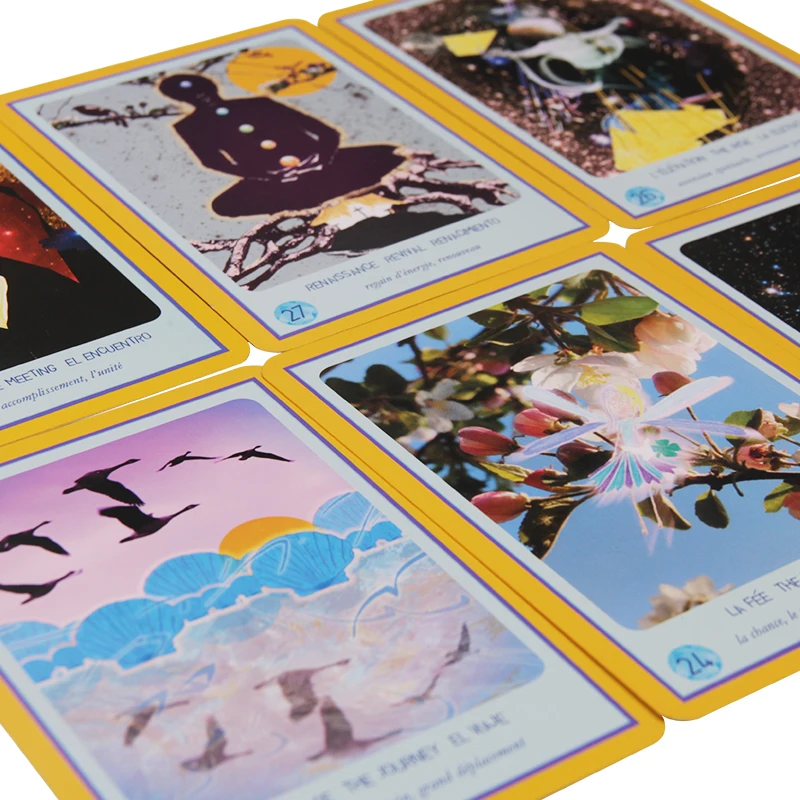 paper gold tarot card pouch with silver edges