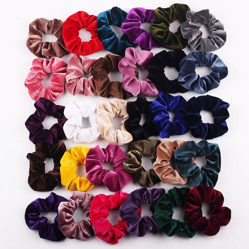 Cheap Hair Velvet Scrunchies Bulk Premium Hair Bands Ties Ropes Ponytail Holder For Women Or Girls Hair Accessories