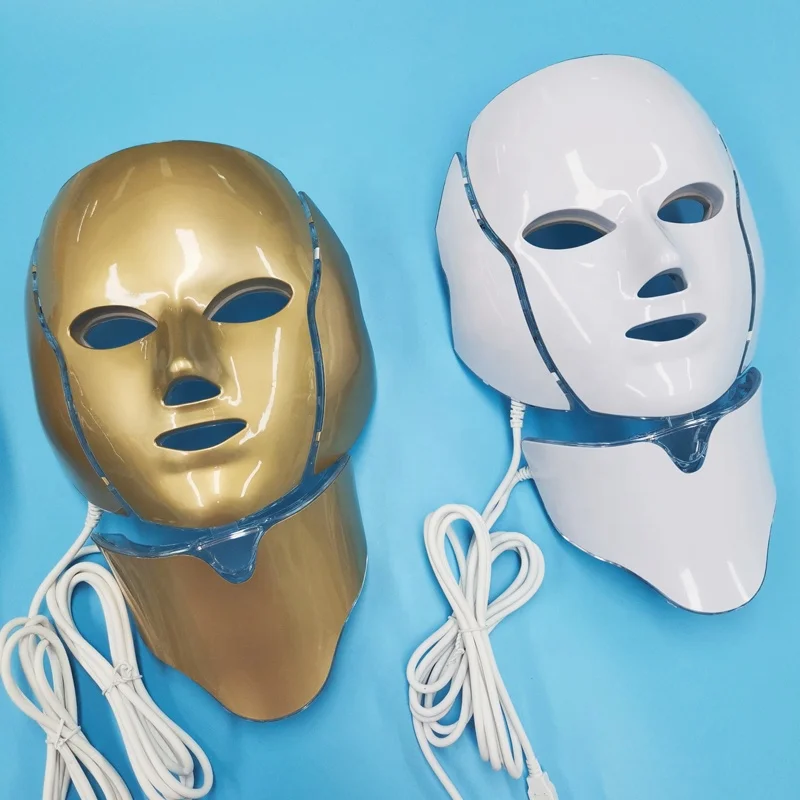 Новинка; Лидер продаж; Прогулка 7 видов цветов светодиодный Фотон Маска Электрический Уход за кожей Шеи Beauty омоложения кожи СИД PDT маска