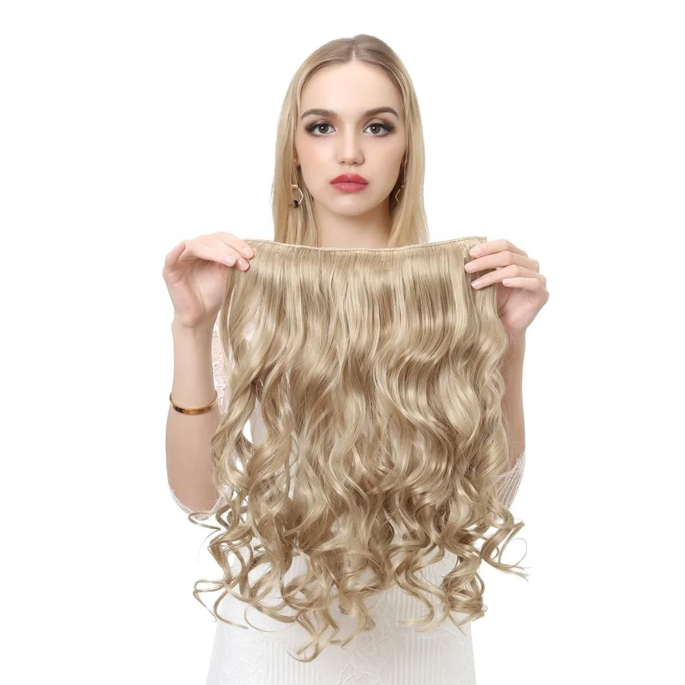 High Quality Synthetic Hair Manufacturer Futura Fiber Clip In One Piece Wholesale Ombre Seamless Hair Extensions For White Women
