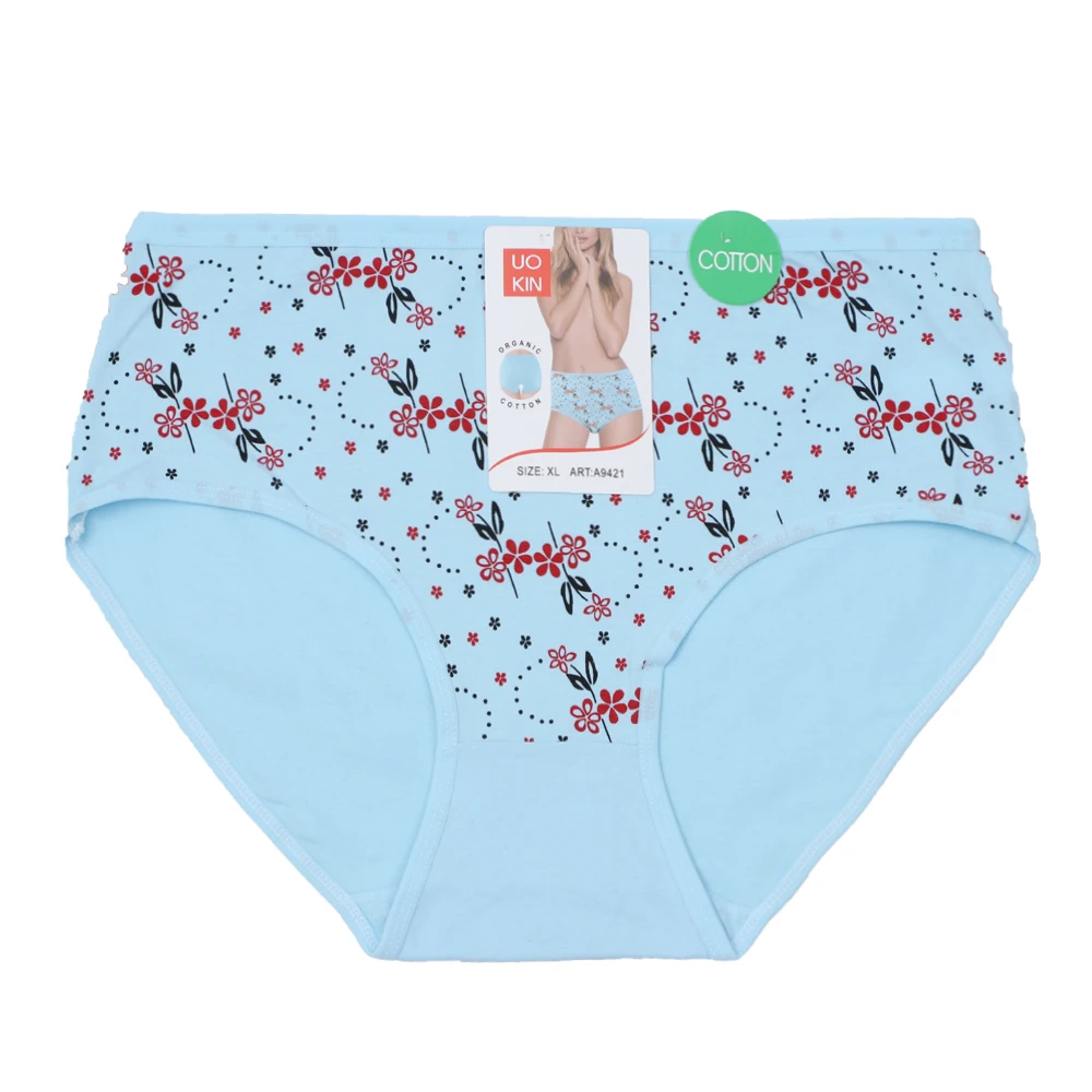 UOKIN Basic ladies underwear panties for plus sized women cotton panties 8 colors mix floral print underwear A9421