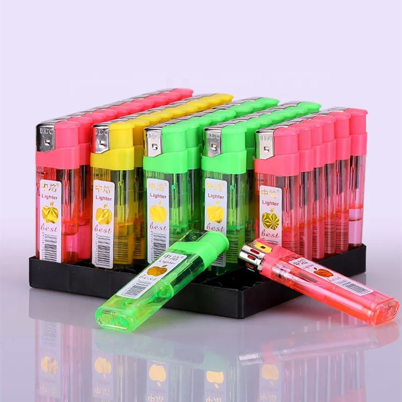 Wholesale popular transparent 3 colors E309 butane gas electronic disposable smoking lighter