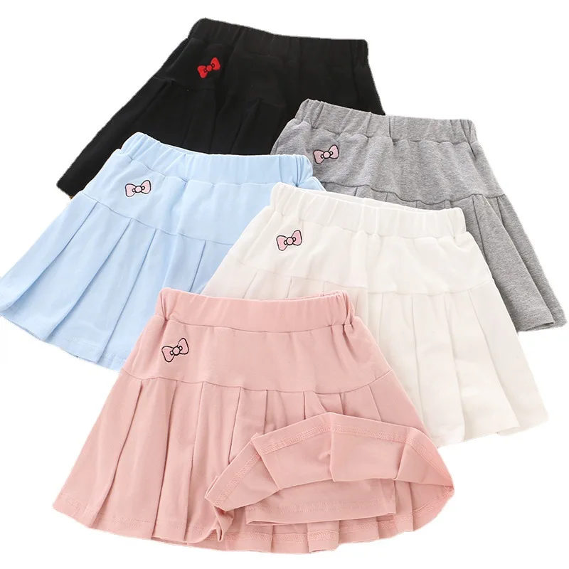2022 Kids Clothing Summer New Girls Pleated Skirt Solid Color Children Girl Skirt
