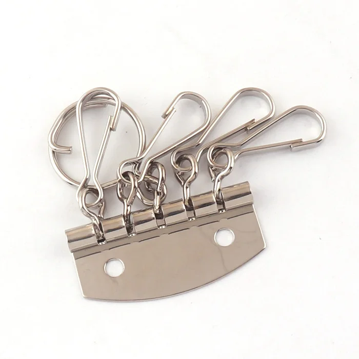 41mmx20mm Silver Key Organizer Key Holder With 6 Snap Hook Wallet Key Case Purse Bag Accessories Leather Craft Keyring Row