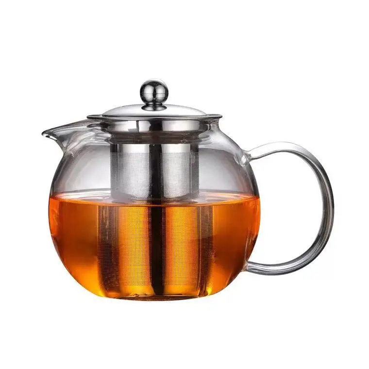 1500m Glass Teapot with Removable Stainless Infuser(52oz) Stovetop Safe Large Tea Pot Hand Crafted Kettle Loose Leaf Tea