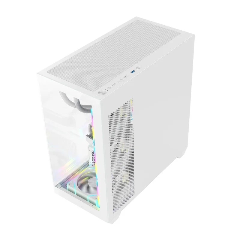 New Arrival RGB White Computer PC Case Gaming Mid Tower Support MATX Mini-ITX Motherboard Casing Gaming Case Gamer PC Cabinet