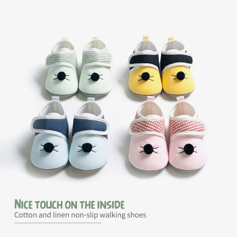 
Ramie Cotton Baby Casual Shoes Lovely Infant Shoes PU Soft Bottom Toddlers Outdoor Walking Customizable 