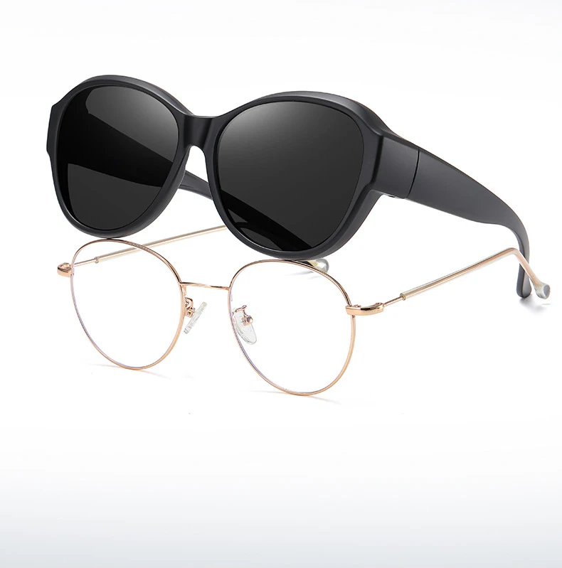 New UV400 polarized black/yellow sunglasses men and women Fashion portable Fit over day night driving sunglasses