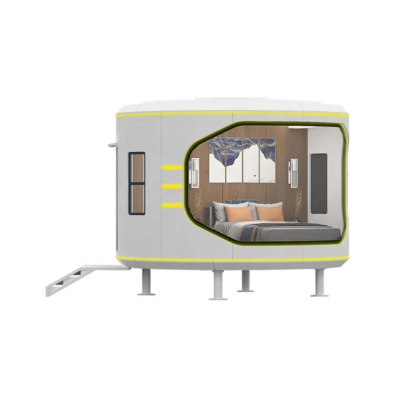 Oem modern galvanized square steel diameter 450X325cm mini prefab house capsule glass house home