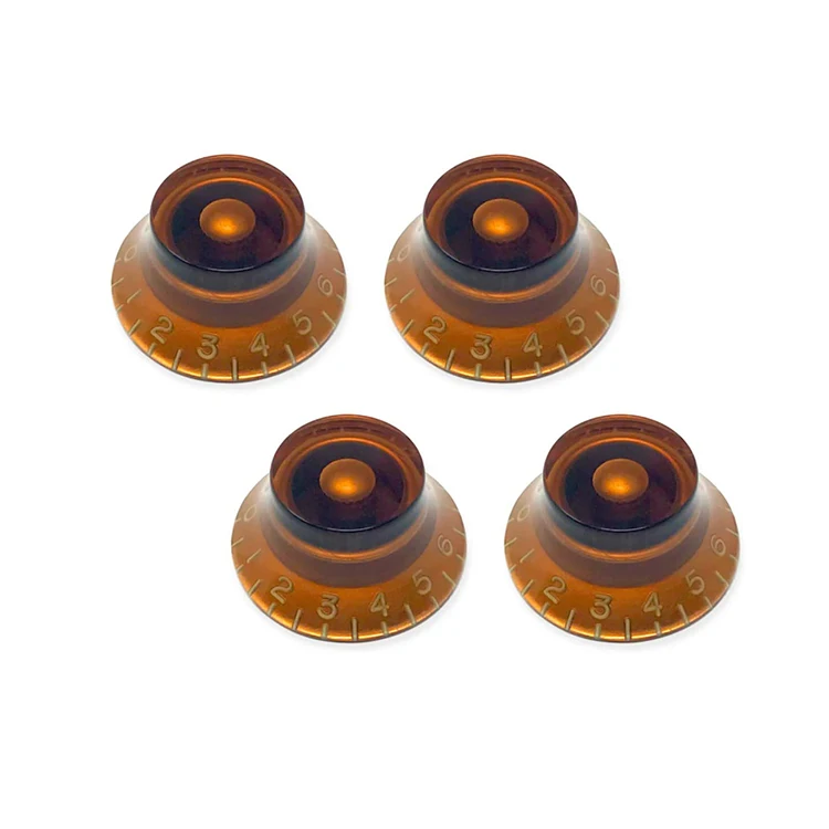 Amber Plastic Top Hat Bell Style Speed Control Guitar Knobs for LP Electric Guitar Replacement Parts