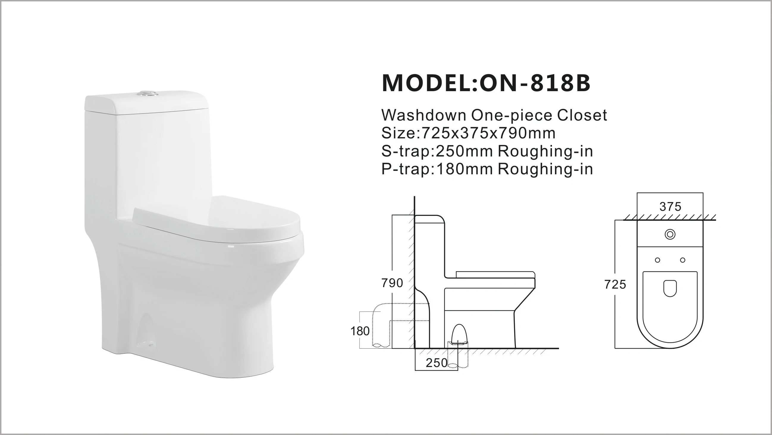Modern design washdown one piece white glazed ceramics sanitary ware wc toilet