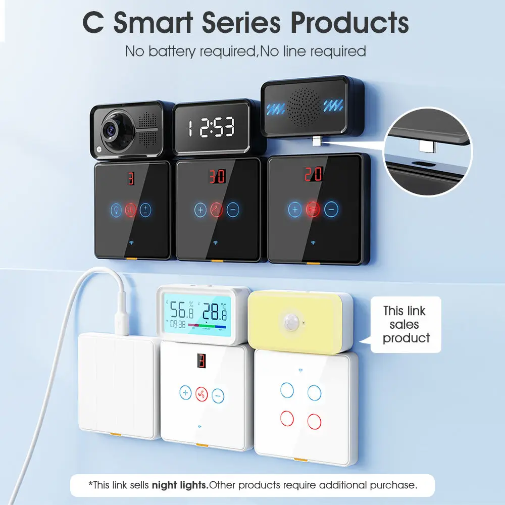 2 in 1 Type C LED PIR Human Body Motion Warm/White Night Light Motion Sensor