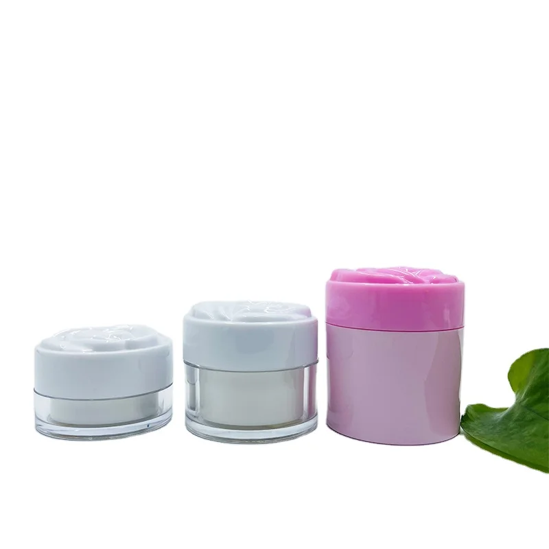 Лидер продаж, круглая Косметическая пластиковая банка с двойными стенками, 20 г, 30 г, 50 г, баночка для крема для лица с крышкой из роз