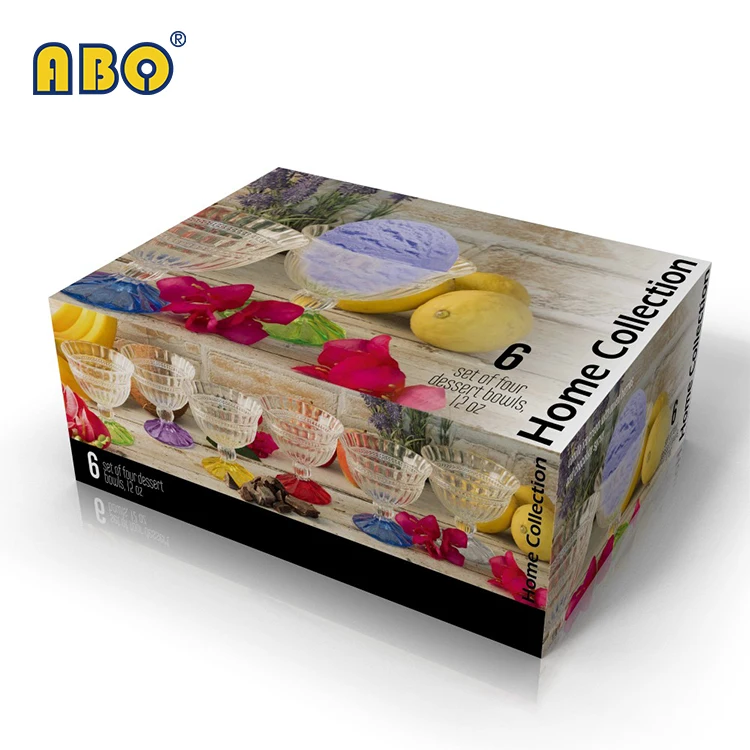 12oz colorful sprayed color glass ice cream cup bowl in gift box