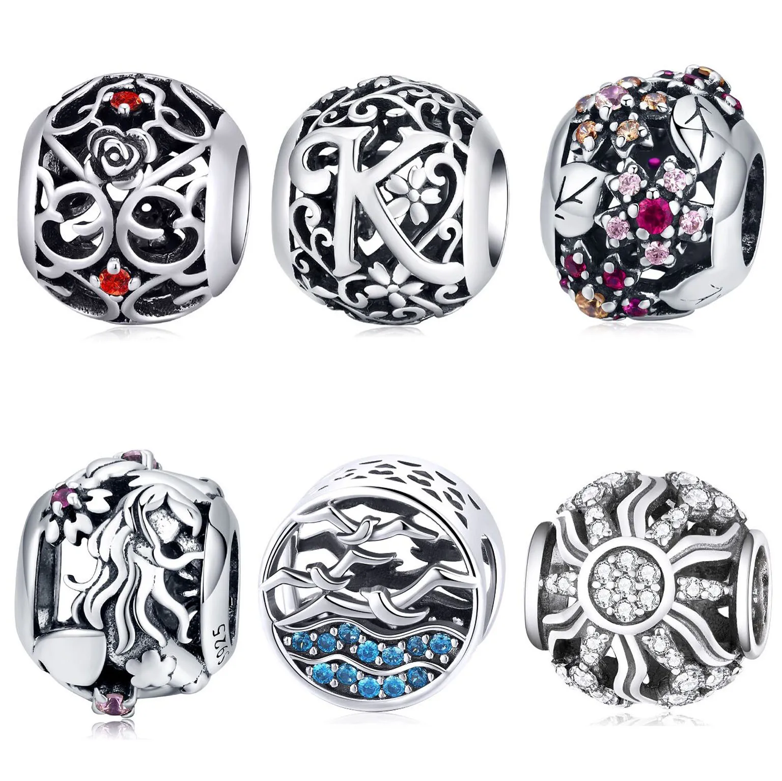 2024 Fine Jewelry Cute Charms Heart Shape 925 Sterling Silver European Women DIY Charm for Bracelet Jewelry Making Custom