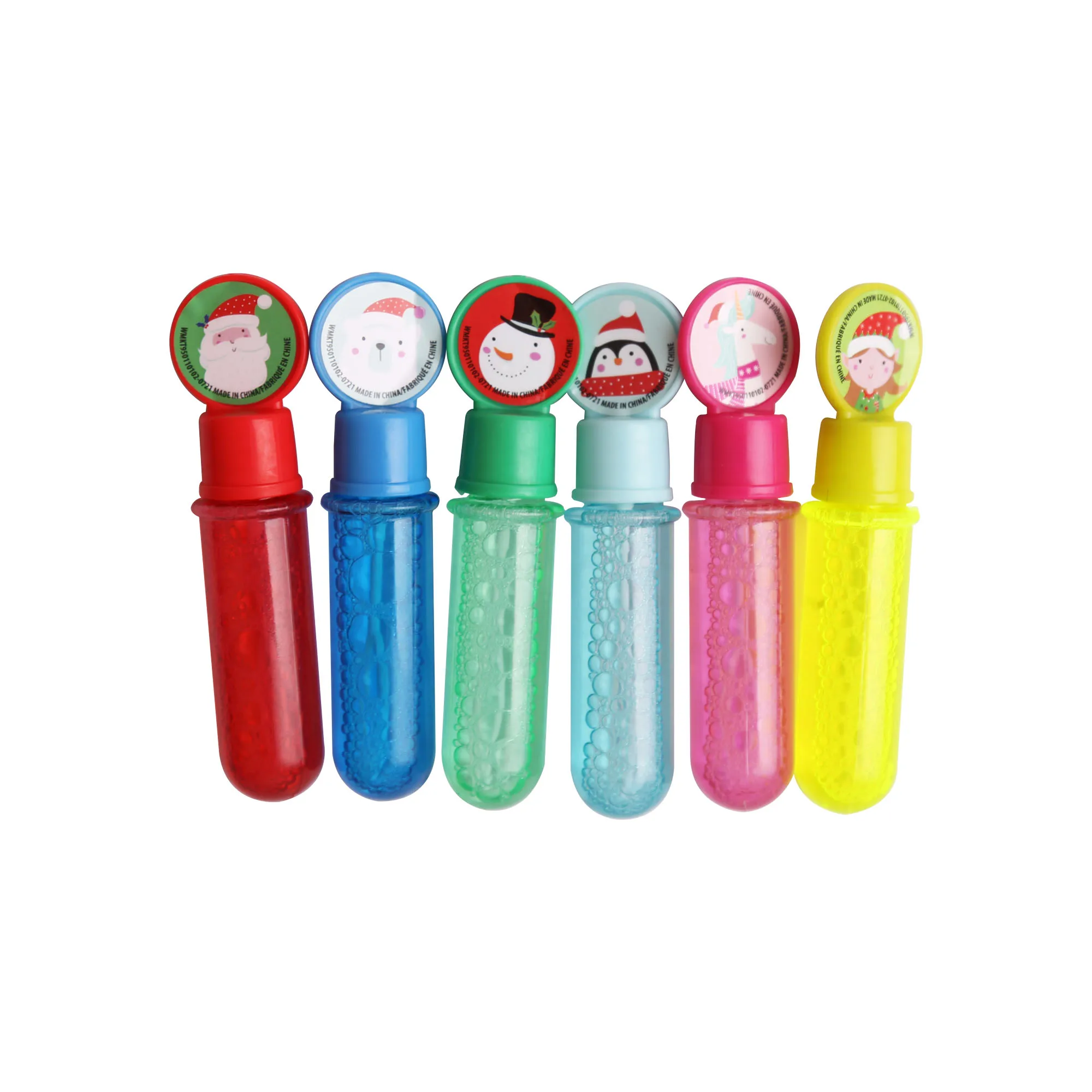 Hot sales 6ct Christmas outdoor bubble toys set bubbles stick plastic shaped bubble wand