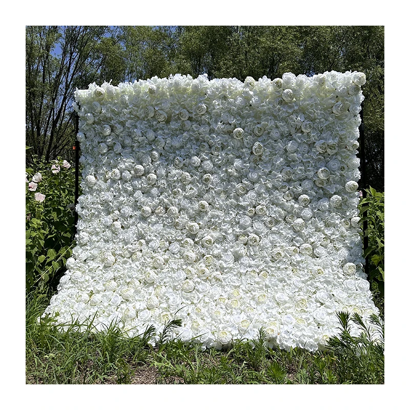 High Quality Customized 3D Effects Mix Plant Flower Wall Mats Artificial Rose Panel Decoration Christmas High Quality Wall Mats