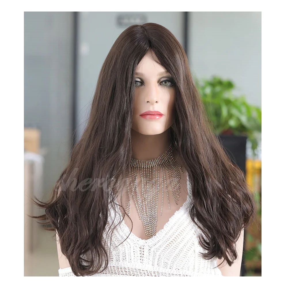 Jewish Wig Manufacture Wholesale Silk Top Virgin Russian Hair Jewish Kosher Wigs Darkest Brown Color Sheitel Wig