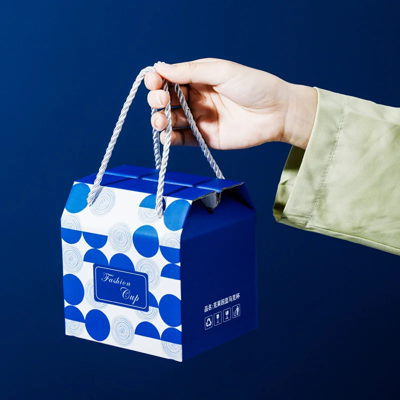 500ml Blue Ceramic Coffee Mug with Spoon, Matt Porcelain Water Breakfast Milk Cup Gift Box Set Giveaway Wholesale 2022