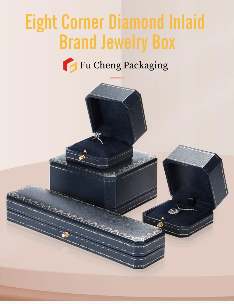 vip octagon leather bangle bracelet and ring necklace princess square vintage style jewelry jewellry packaging box