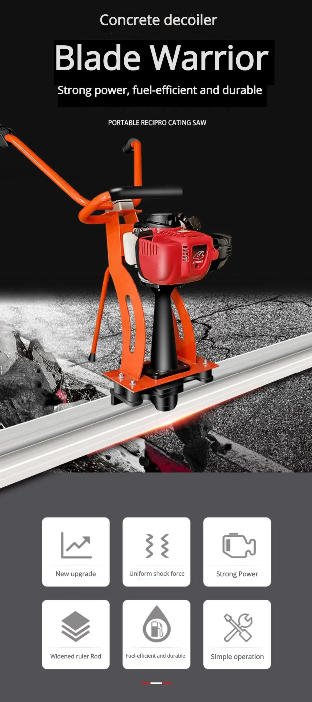 Factory Price Concrete Vibratory Leveling Screed Machine Gasoline Concrete Vibration Ruler