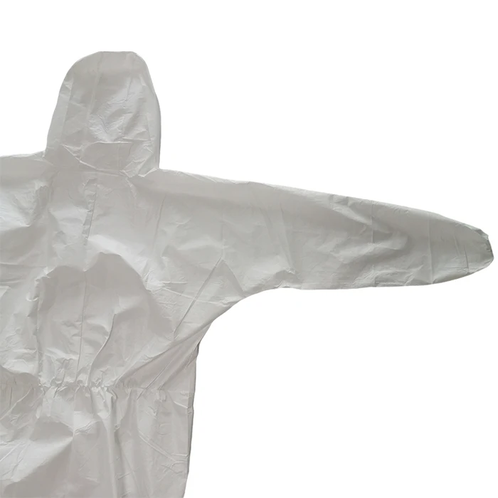 White Microporous disposable plastic waterproof coveralls painter coverall asbestos removal industry coverall