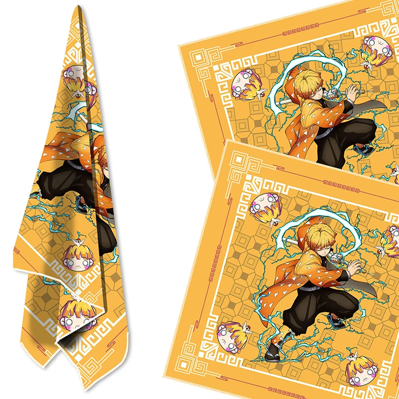 Спортивное Большое Квадратное полотенце-тюрбан с изображением рассекающего демонов декоративное поглощающее пот полотенце аниме повязка на голову Agatsuma Zenitsu модный мультяшный