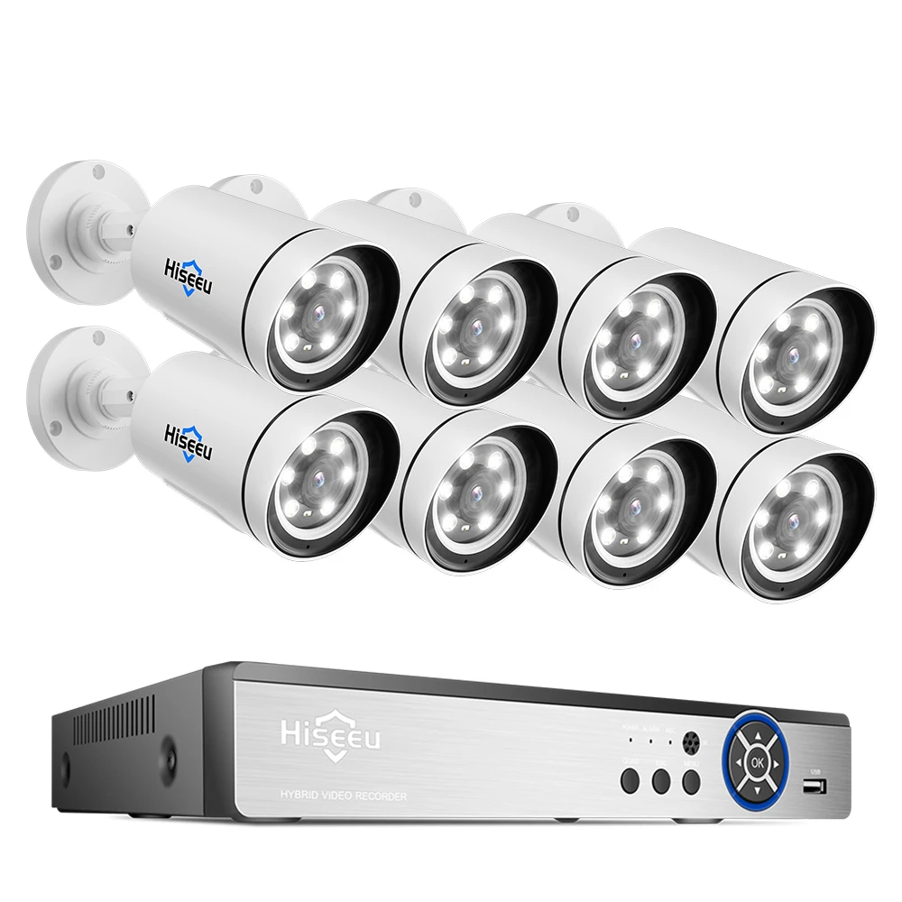 Hiseeu 4K 8channel 8mp Surveillance Camera System Outdoor Home Poe Nvr Kit Security Ip Cameras Cctv Camera System