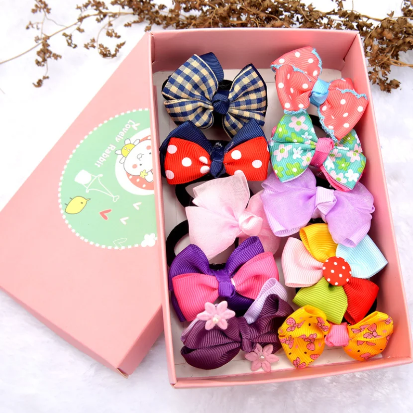 Kids cute hair accessories gift packing set child present hair clips and hair rings