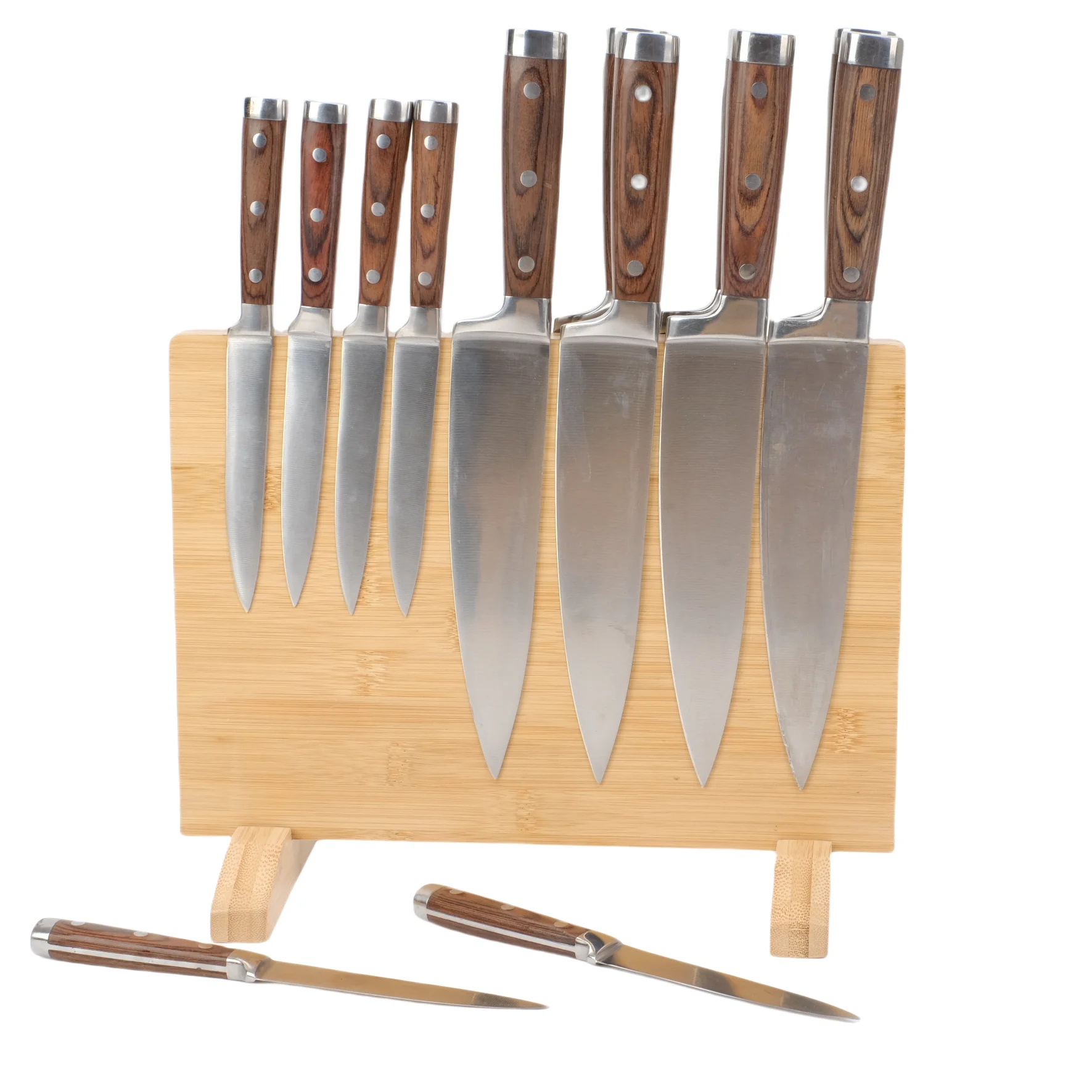 XH Bamboo Kitchen Counter Top Magnetic Knife Block Holder Rack with Strong Enhanced Magnets Multifunctional Storage Knife Holder