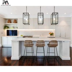 PA European custom vintage island design white shaker storage kitchen cabinets