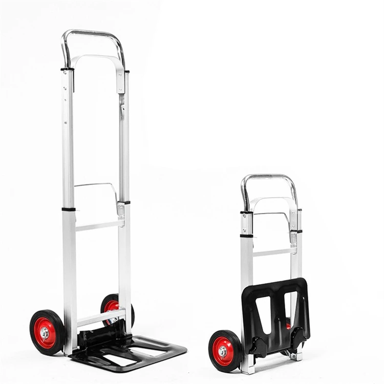 Factory Wholesale Load Capacity Aluminum alloy Frame Foldable Hand Truck Cart 2 Wheels Hand Cart For Warehouse Mini Cart