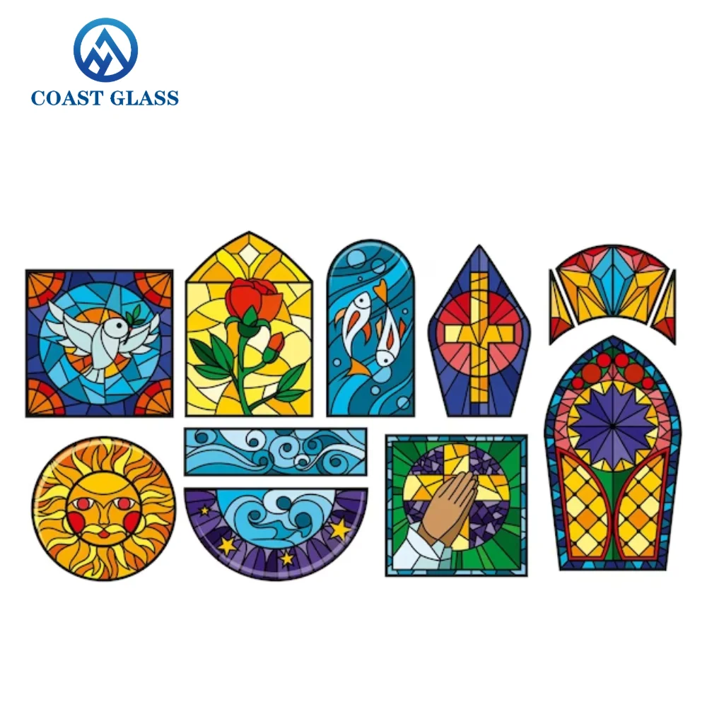 Stained Decorative Glass Customized Decoration Colorful Decorative Panel Glass for Building Roof Church
