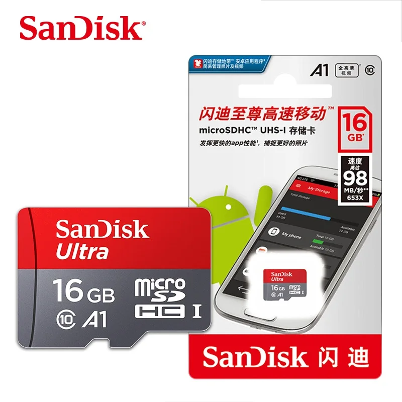  Оптом и продажи оригинальные двойной флеш-накопитель SanDisk Миро sd карта 16 ГБ 32 64 128 Гб TF карты A1 ультра Class 10 флэш-карты