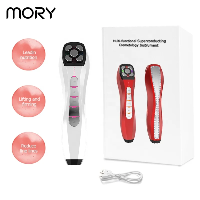 Mory anti aging facial led light multifunctional home use hand held led light therapy rf beauty machine