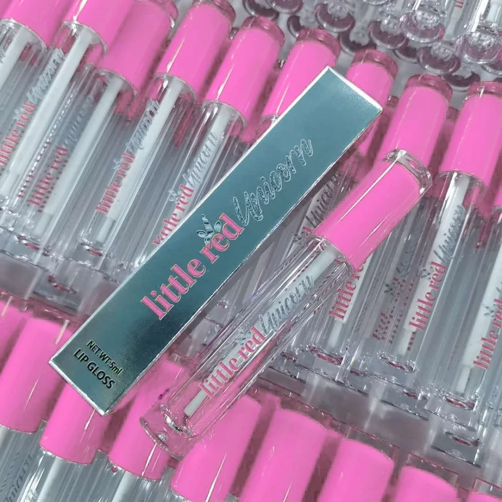 Custom Logo 6ml Lipgloss Lip Gloss Tubes with Wands and Custom Packaging Box Round Transparent Tube Empty Lip Containers Plastic