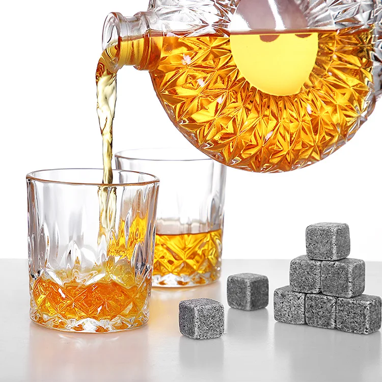 Bar Accessories Granite Chilling Whisky Glass Stones Rocks Whiskey Stone Set With Glasses Gift Box Set For Men