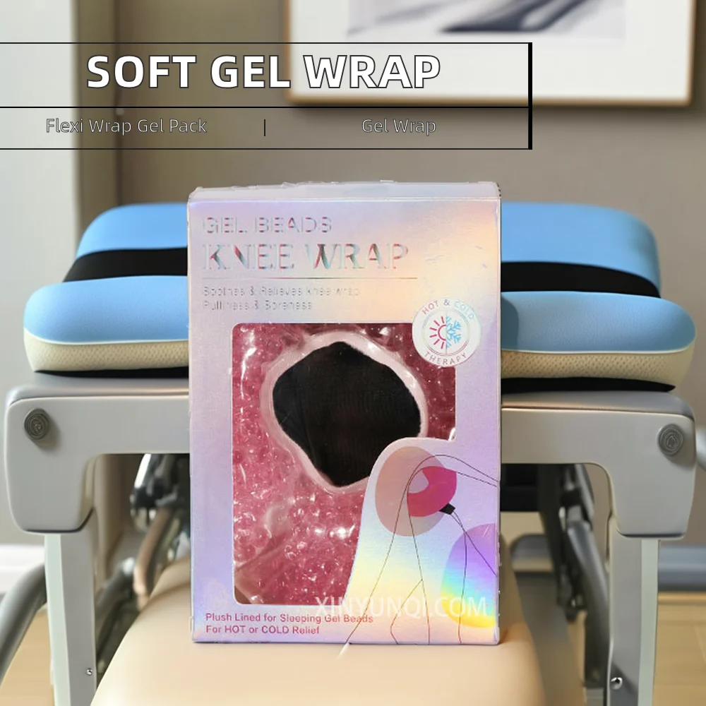 Pain Relief Reusable PVC Gel Beads Knee Hot Cold Compress Wrap Soft Plush Elastic Adjustable Strap Leg Use
