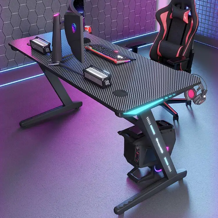 Заводская поставка 1200x600 игровой стол RGB светодиодные фонари для компьютера ПК Рабочий из металла и дерева с безопасной упаковкой