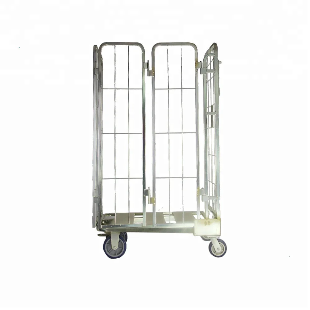 Foldable Steel Wire Mesh Material Warehouse Used Roll off Container Cage Trolley warehouse roll cages storage cart