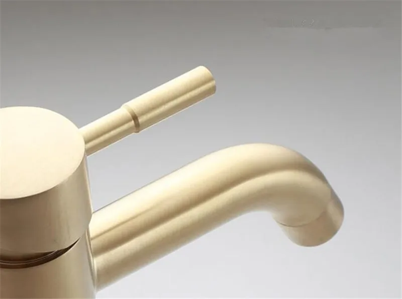 Tall brushed gold stainless steel 304 Slim Hot And Cold Basin Water Mixer Tap Bathroom Faucet Crane