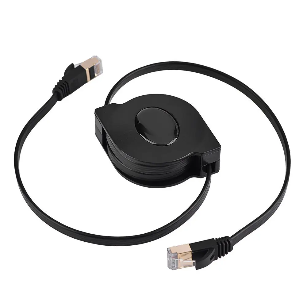 Extension-type CAT7 Ethernet Cable, Retractable CAT7 RJ45 600MHz Patch Shielded Flat Ethernet Cord