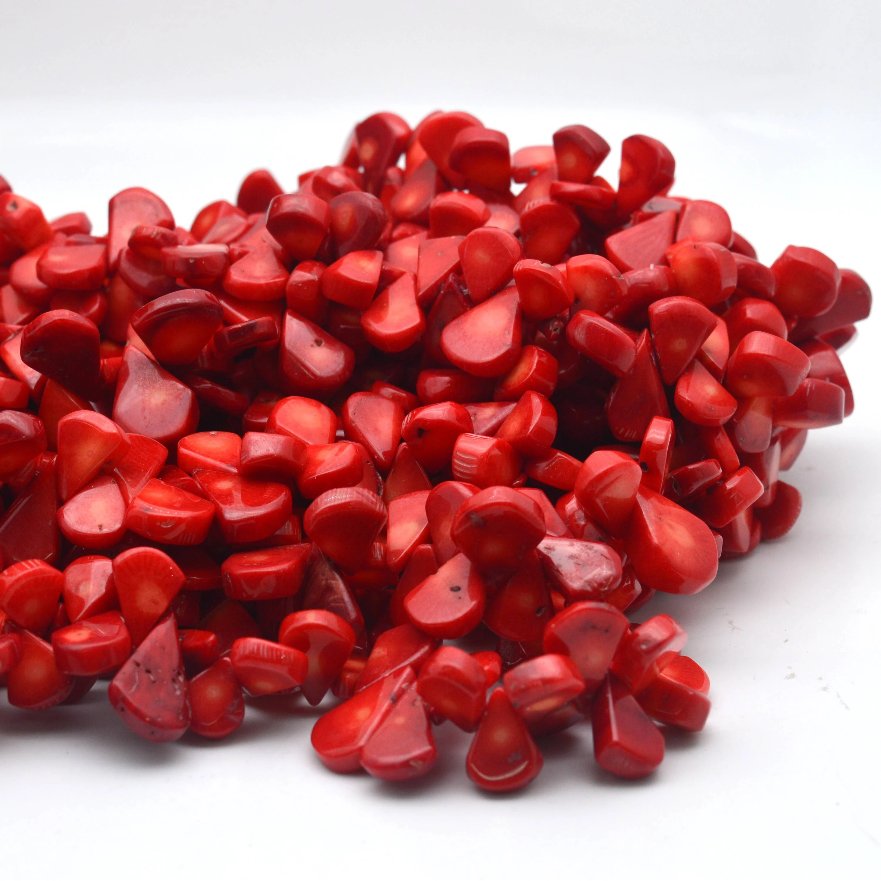 Wholesale Natural Loose Red Flat Seeds Water Drop Tear Shape Sea Bamboo Coral Stone Beads For Jewelry Making