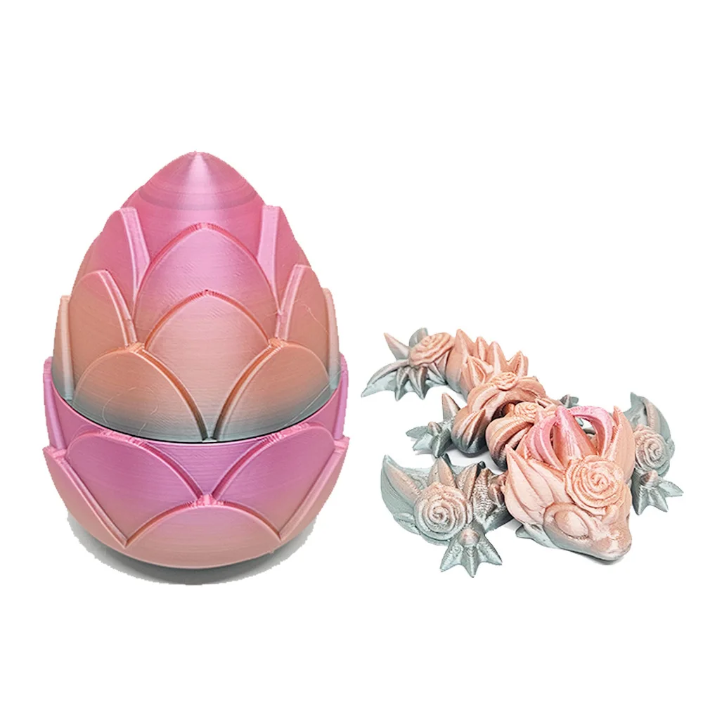3d Printed Rose Dragon Egg Articulated Crystal Rose Dragon 3d printing Surprise Gift Chinese Dragon 3D Printer Filament Printing