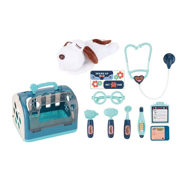 Toys for 2023 pretend play set animal dog pet doctor set with plush dog hot selling amazon educational toys for kids