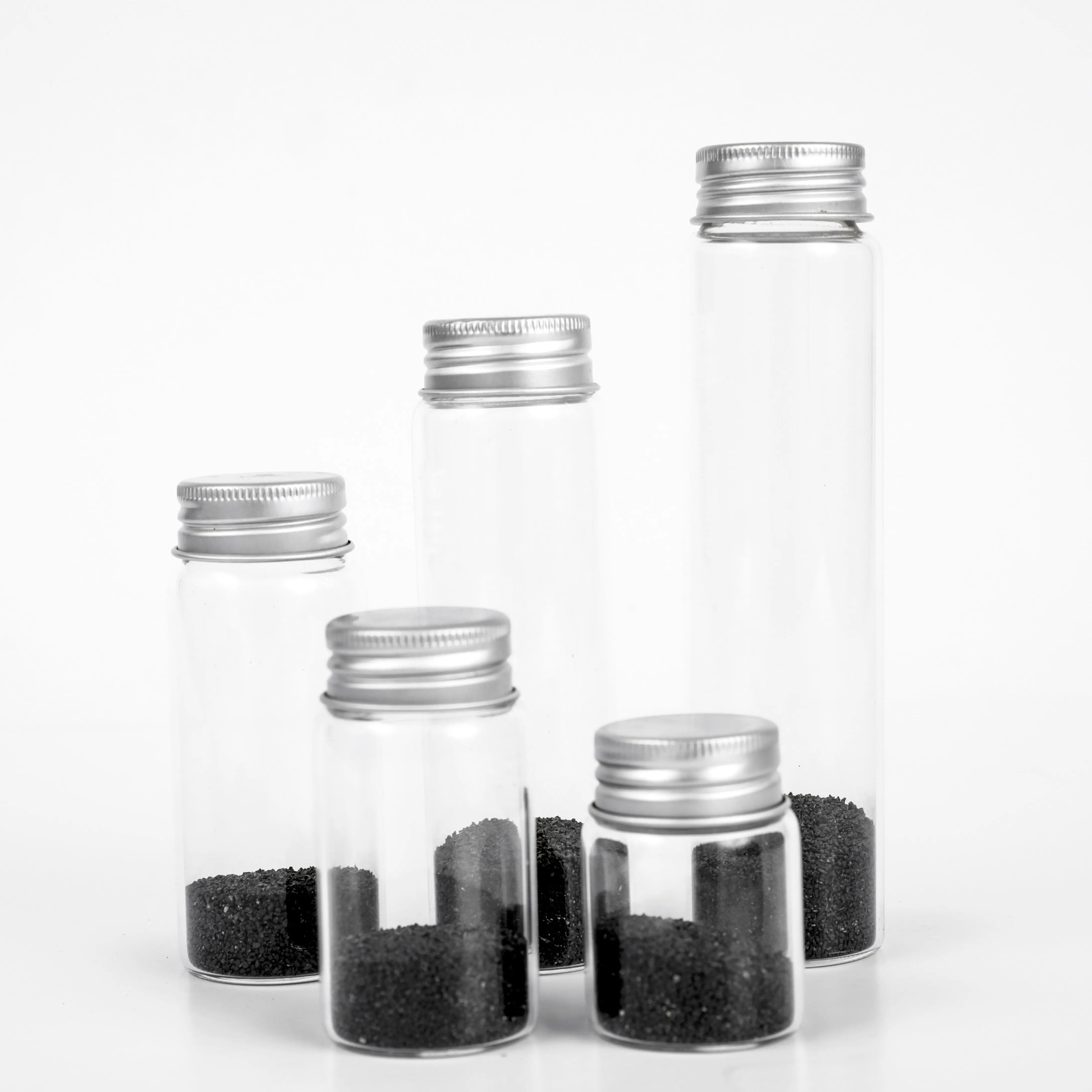 Wholesale Mini High Borosilicate Glass Tube Vial Clear Drifting Bottle Flat Bottom Glass Test Tube Bottle With Aluminum Cap