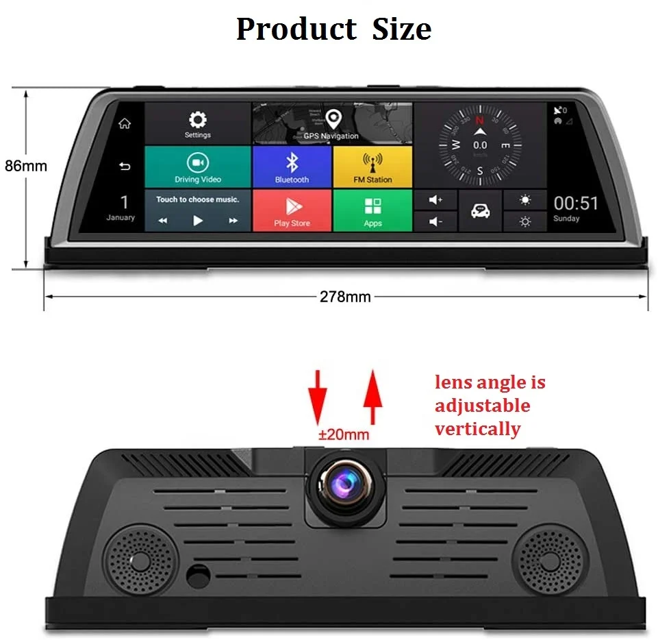 
4G Android 1080P 24 Hours 360 Degree Car DVR 4 Camera Security System 