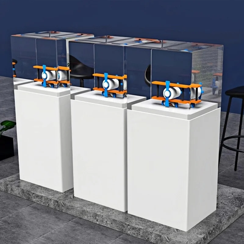 Acrylic Plinths Pedestal Display Cube Stand Custom museum Floor Standing case Boutique Cabinet