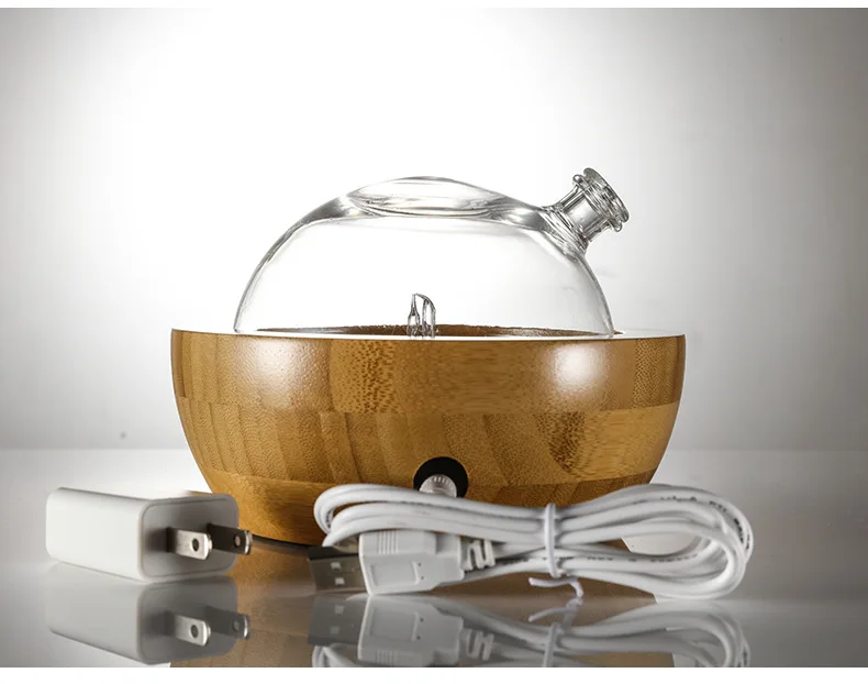 70ml Fragrance Waterless Essential Oil Aroma Diffuser, Bamboo Base and Glass Essential Oil Nebulizer for Home